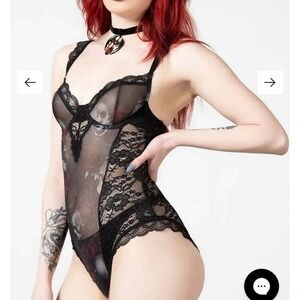 killstar magnolia lace bodysuit‎ lace lingerie goth